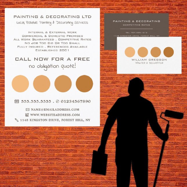 Orange Ombre Circles, Painter & Decorator Business Card (Creator Uploaded)