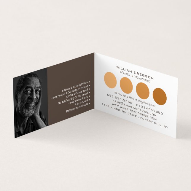 Orange Ombre Circles, Painter & Decorator Photo Business Card (Inside)