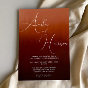 Orange Ombre Dark Glamour Boho Wedding Invitation