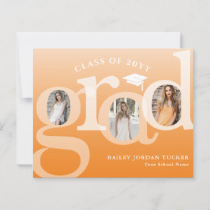 Orange Ombre GRAD Budget Graduation Announcement