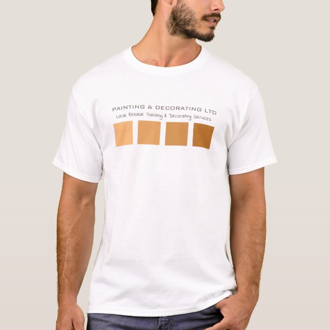 Orange Ombre Squares, Painter & Decorator Advert T-Shirt (Front)
