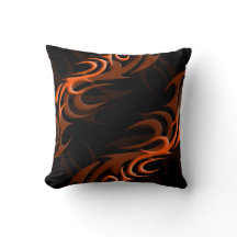 Orange on Black "Smoke" Pillow