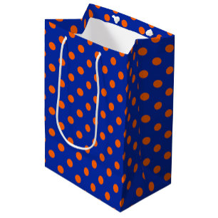 Orange On Blue Polka Dots Pattern Design Medium Gift Bag