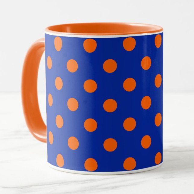 Orange On Blue Polka Dots Pattern Design  Mug (Creator Uploaded)