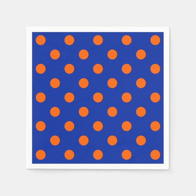 Orange On Blue Polka Dots Pattern Design  Napkin (Front)