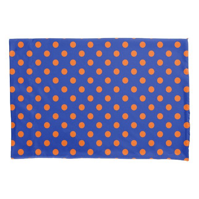 Orange On Blue Polka Dots Pattern Design  Pillowcase (Front)