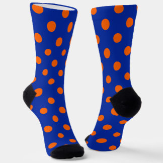 Orange On Blue Polka Dots Pattern Design Socks