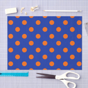 Orange On Blue Polka Dots Pattern Design Tissue Paper