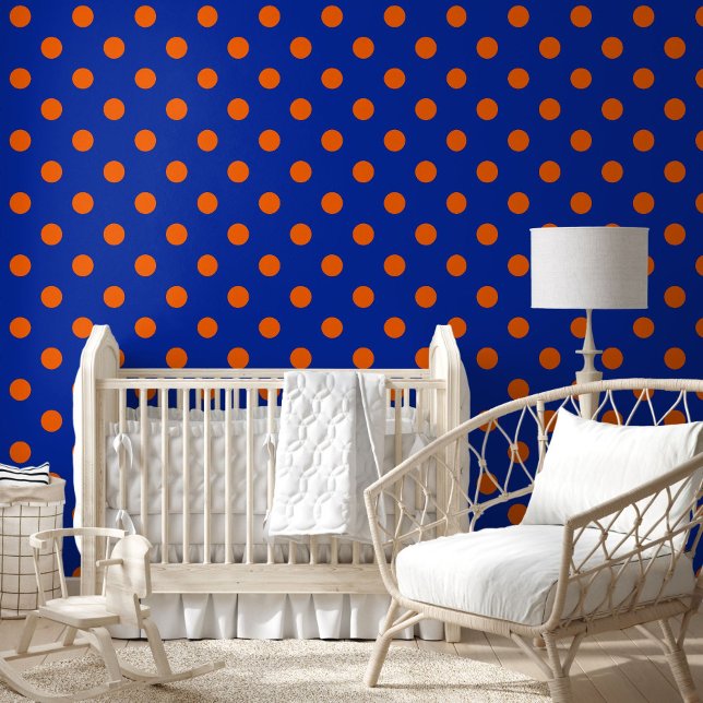 Orange On Blue Polka Dots Pattern Design  Wallpaper (Creator Uploaded)