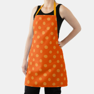Orange On Deep Orange Polka Dots Pattern Design Apron