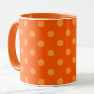 Orange On Deep Orange Polka Dots Pattern Design  Mug
