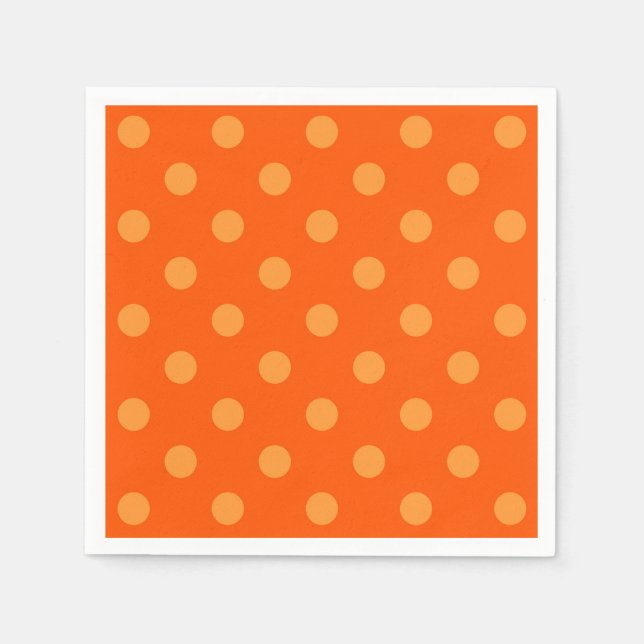 Orange On Deep Orange Polka Dots Pattern Design  Napkin (Front)