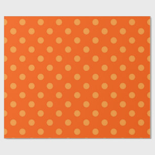 Orange On Deep Orange Polka Dots Pattern Design Wrapping Paper