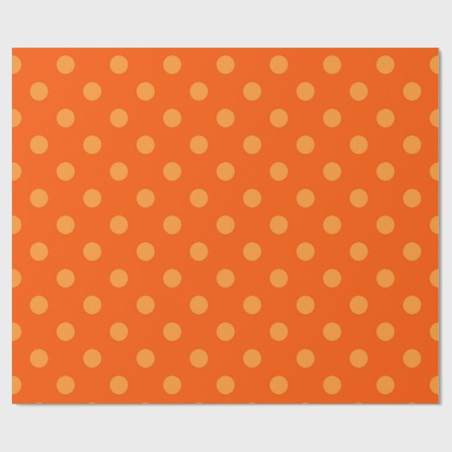 Orange On Deep Orange Polka Dots Pattern Design  Wrapping Paper (Flat)