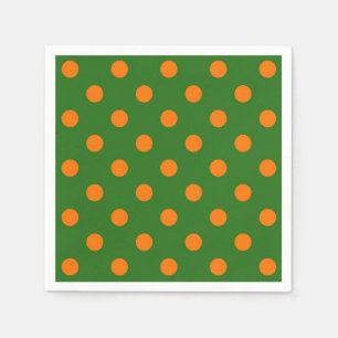 Orange On Green Polka Dots Pattern Design Napkin