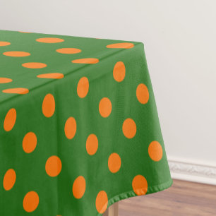 Orange On Green Polka Dots Pattern Design  Tablecloth