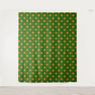 Orange On Green Polka Dots Pattern Design Tapestry
