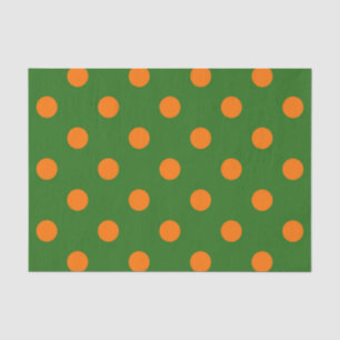 Orange On Green Polka Dots Pattern Design Tissue Paper