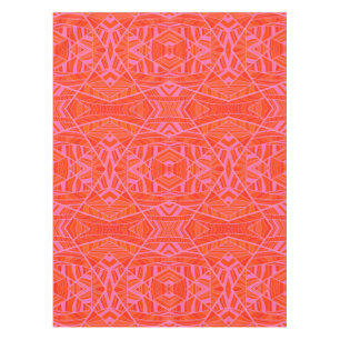 Orange on Pink Geometric Pattern Tablecloth by KCS
