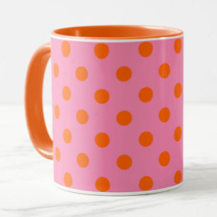 Orange On Pink Polka Dots Pattern Design Mug