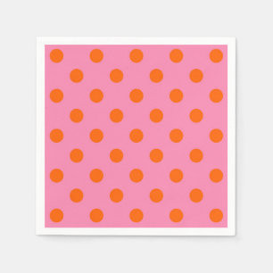 Orange On Pink Polka Dots Pattern Design Napkin