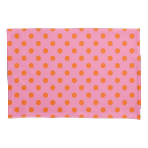 Orange On Pink Polka Dots Pattern Design Pillowcase