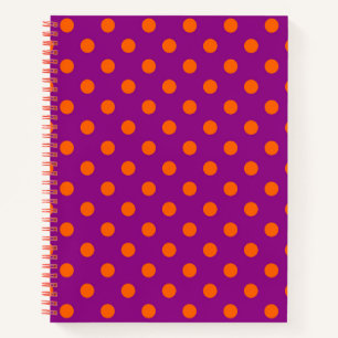 Orange On Purple Polka Dots Pattern Design Notebook