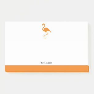 Orange on White Flamingo & Border with Name Post-it Notes