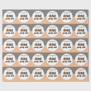 Orange One Spooky Dude Halloween 1st Birthday  Wrapping Paper