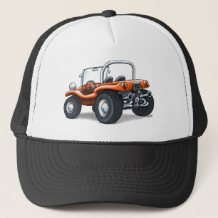 orange open top dune buggy trucker hat