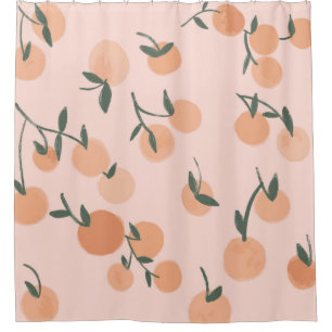 Orange or cherry pattern illustration by freehand shower curtain