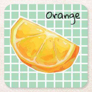 Orange, orange square paper coaster