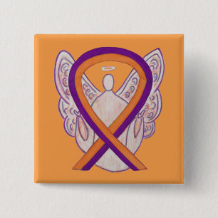 Orange & Orchid Angel Awareness Ribbon Custom Pins