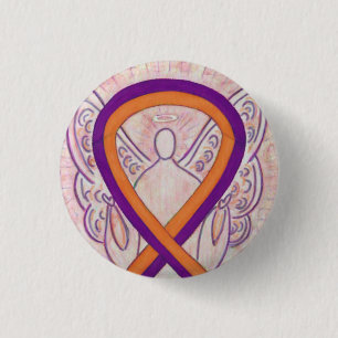 Orange & Orchid Angel Awareness Ribbon Custom Pins