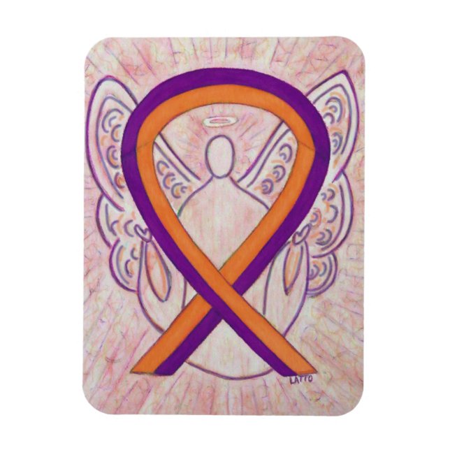 Orange & Orchid Awareness Ribbon Angel Art Magnets (Vertical)