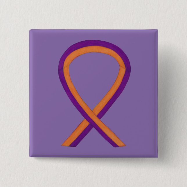 Orange & Orchid Awareness Ribbon Custom Pins (Front)
