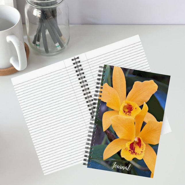 Orange Orchid Blooms Floral Notebook (In Situ)