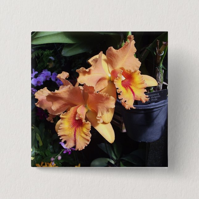 Orange Orchid Corsage Pin (Front)