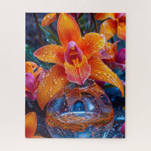 Orange orchid flower jigsaw puzzle