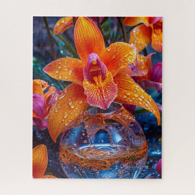 Orange orchid flower jigsaw puzzle (Vertical)