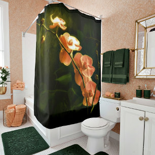 Orange Orchid Shower Curtain