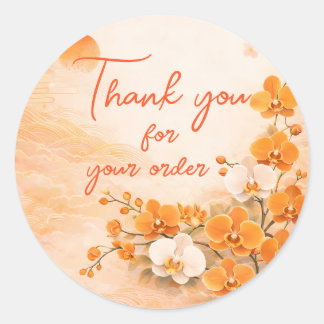 Orange orchid Thank You For your order Classic Round Sticker