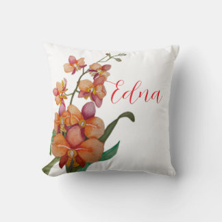 Orange Orchid Throw/Accent Pillow