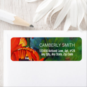 Orange Oriental Poppies Floral Art Label