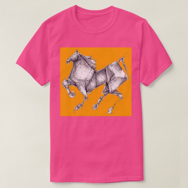 Orange Origami Horse T-Shirt (Design Front)
