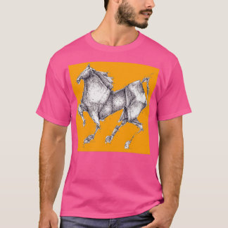 Orange Origami Horse T-Shirt