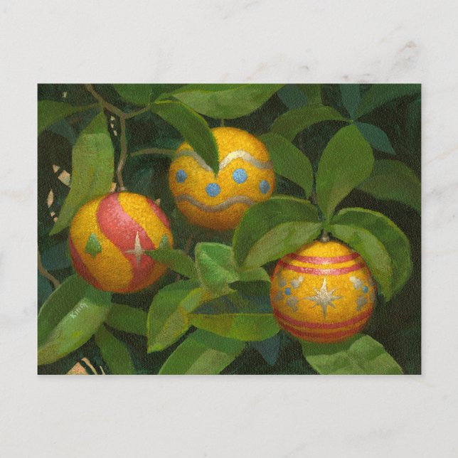Orange Ornaments Christmas postcard (Front)