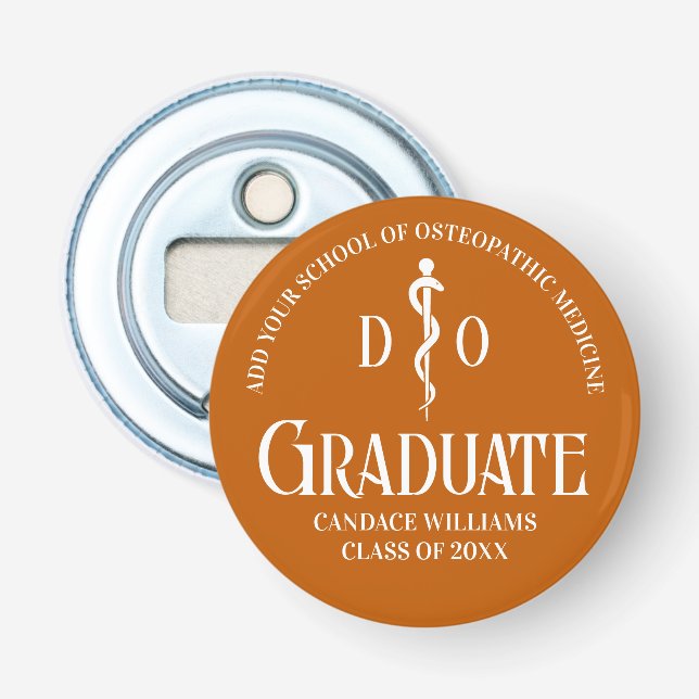 Orange Osteopathic Medical School Graduation Party Bottle Opener (Front)