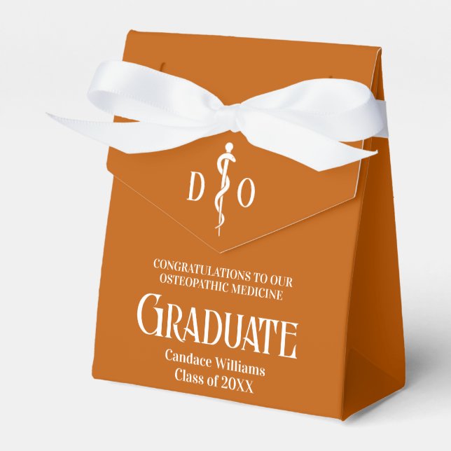 Orange Osteopathic Medical School Graduation Party Favour Box (Front Side)