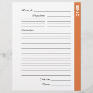 Orange OTHER 2-sided Recipe Pages